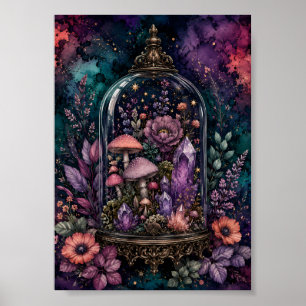 Poster Terrarium Magique Cristal et Champignon Whimsigoth