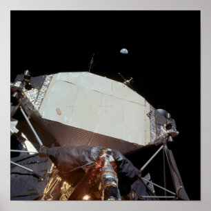 Poster Terre au-dessus d'Apollo 11 Module lunaire "Aigle"