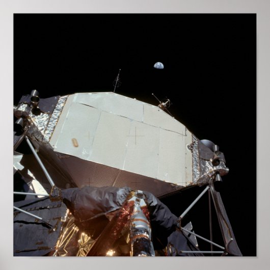 Poster Terre au-dessus d'Apollo 11 Module lunaire "Aigle" (Devant)