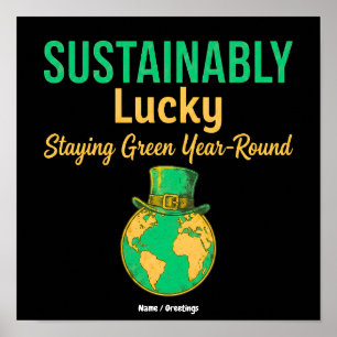 Poster Terre chanceuse de manière durable Éco-responsable