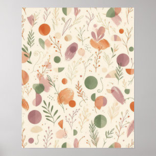 Poster Terre Cuite Brûlée Sage Poussiéreux Boho Fougère d