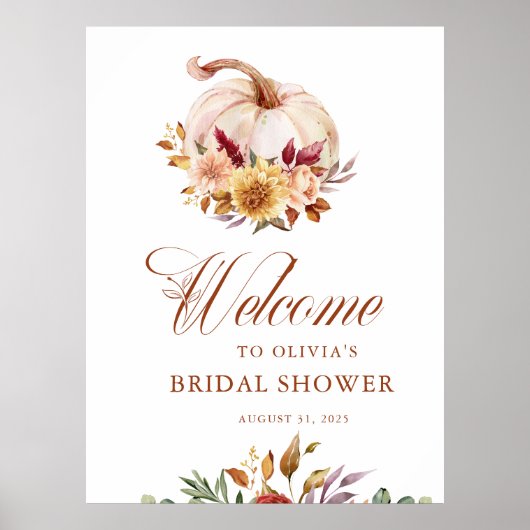 Poster Terre Cuite de Rouille Fleurs de Pampas et Citroui (Devant)