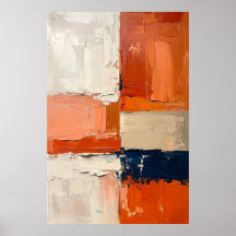 Terre cuite et bleu marine Abstrait Impasto