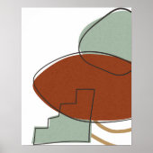 Poster Terre cuite et vert Abstrait Formes Art Imprimer (Devant)