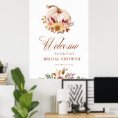 Poster Terre cuite rustique Fleurs de Pampas et Citrouill (Bureau à domicile)