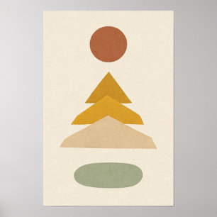 Poster Terre cuite Soleil et Chevron Saffron Abstrait
