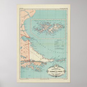 Poster Terre de Feu, Îles Malouines, Argentine