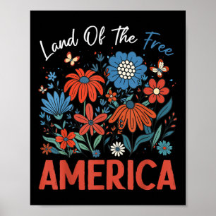 Poster Terre De La Liberté En Raison Du Brave Boho Floral
