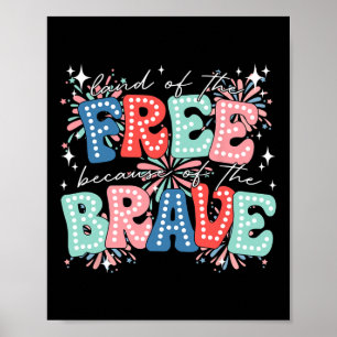 Poster Terre De La Liberté En Raison Du Brave Retro 4ème