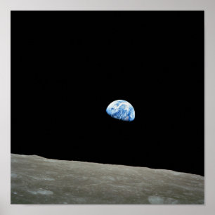 Poster Terre de la planète au-dessus de la lune