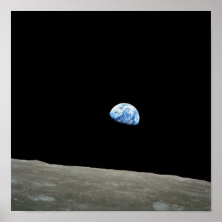 Poster Terre de la planète au-dessus de la lune