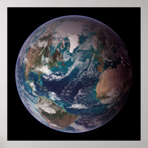 Poster Terre de marbre bleu (hémisphère occidental)