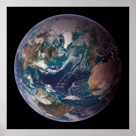 Poster Terre de marbre bleu (hémisphère occidental) (Devant)