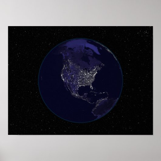 Poster Terre entière la nuit montrant les lumières de la (Devant)