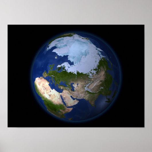 Poster Terre entière montrant la région arctique (Devant)