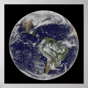 Poster Terre entière montrant l'Amérique du Nord et l'Ame