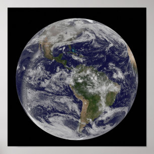 Poster Terre entière montrant l'Amérique du Nord et l'Ame