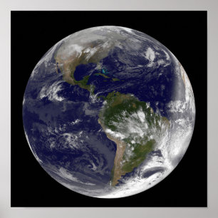 Poster Terre entière montrant l'Amérique du Nord et l'Ame