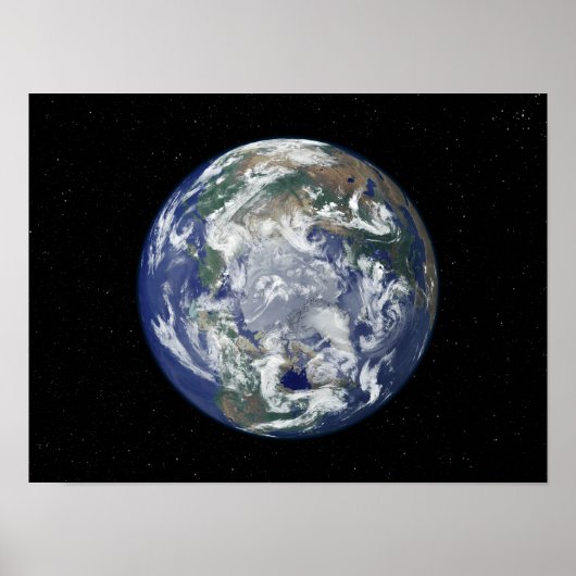 Poster Terre entièrement éclairée centrée sur le pôle Nor (Devant)