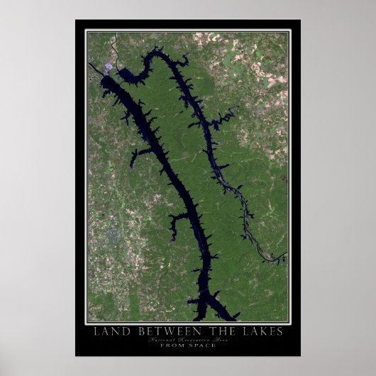 Poster Terre entre le parc national des Lacs Carte satell (Devant)