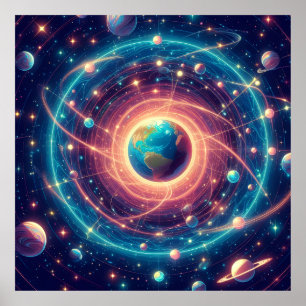 Poster Terre et les vibrations de la loi d'attraction mur