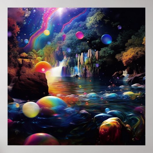 Poster Terre Fantastique Enchantée Colorée Magique (Devant)