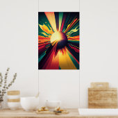 Poster Terre futuriste et ligne Soleil Art Retro 1 (Cuisine)