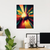 Poster Terre futuriste et ligne Soleil Art Retro 1 (Bureau à domicile)