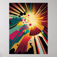 Terre futuriste et ligne Soleil Art Retro Wall Art