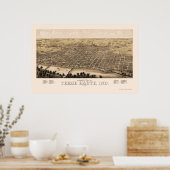 Poster Terre Haute, IN Panoramic Map - 1880 (Cuisine)