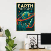 Poster Terre : Le Bijou bleu - Exploration spatiale Vinta (Bureau à domicile)