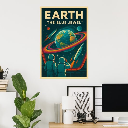 Poster Terre : Le Bijou bleu - Exploration spatiale Vinta (Bureau à domicile)