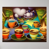 Poster Terre lunaire des tasses à café Art numérique (Devant)