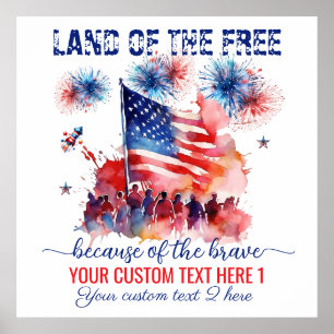 Poster Terre personnalisée de la liberté grâce aux braves