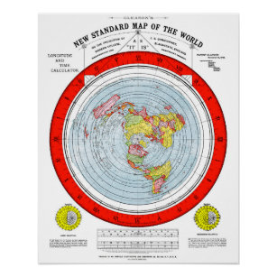 Poster Terre plate Carte standard du monde T Chemise