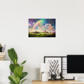Poster Terre promise à deux arcs-en-ciel (Bureau à domicile)