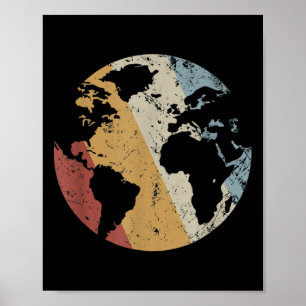 Poster Terre Vintage style rétro Jour de la Terre