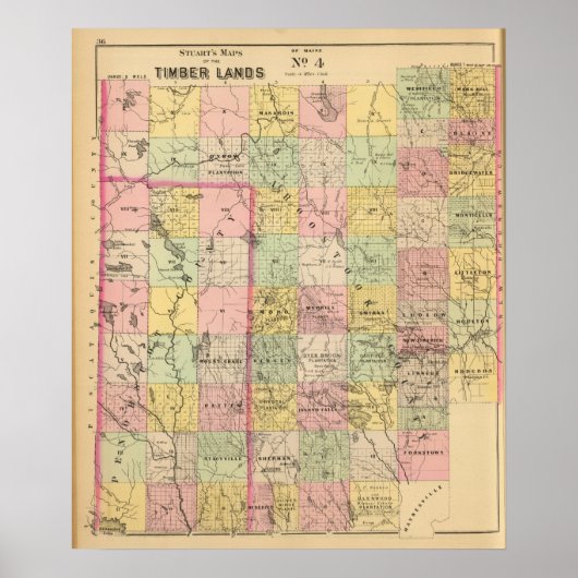 Poster Terres en bois 4 Carte Atlas (Devant)