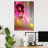 Poster Terreur sur le Tourne-disque Synthwave Surréaliste (Bureau à domicile)