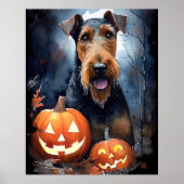 Poster Terrier d'Halloween avec citrouilles effrayant (Devant)