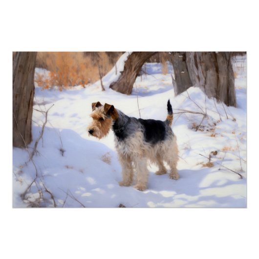 Poster Terrier Fox Wire Qu'il neige Noël (Devant)