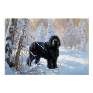 Poster Terrier Noir Russe Noël Laissez Tomber la Neige