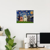 Poster Terriers Cairn (trois) - Nuit étoilée (Bureau à domicile)