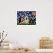 Poster Terriers Cairn (trois) - Nuit étoilée (Cuisine)