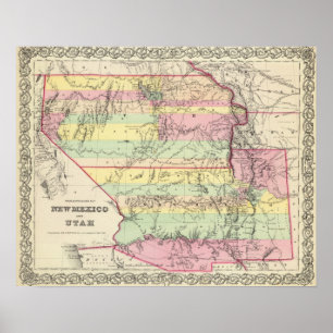 Poster Territoires du Nouveau-Mexique et de l'Utah