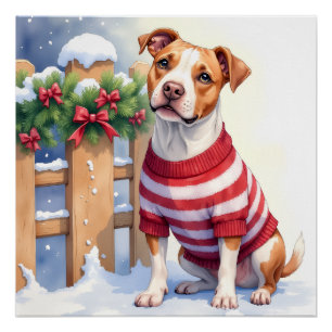 Poster Tervueren américain Pit Bull Terrier festif