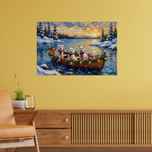 Poster Tervueren West Highland White Terrier Noël Bateau 