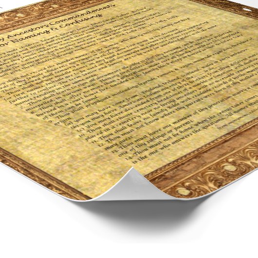 Poster Tes Commandements des premiers ancêtres - Version  (Coin)