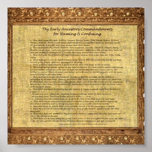 Poster Tes Commandements des premiers ancêtres - Version (Devant)