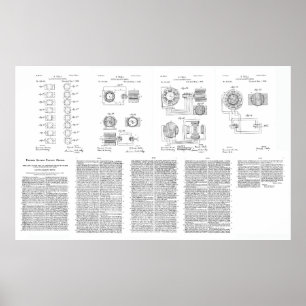 Poster Tesla Elecro-Magnet Motor Patent US381968 p 1-9